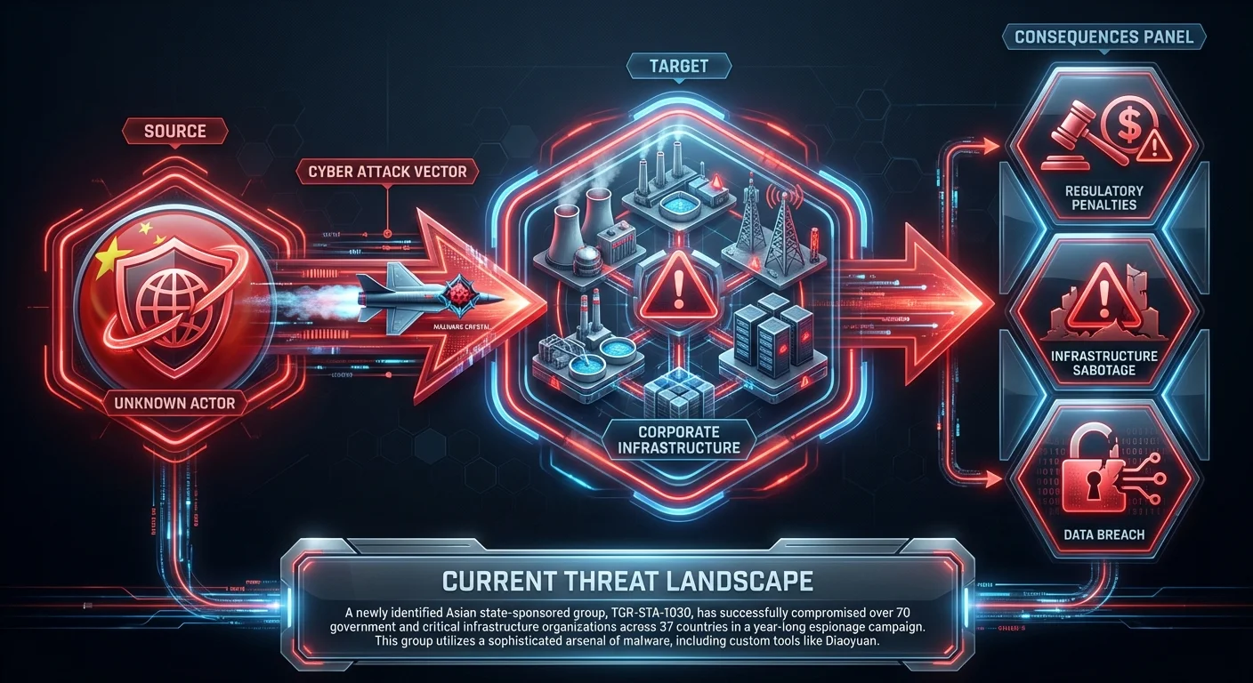 Asian State-Backed Group TGR-STA-1030 Breaches 70 Government, Infrastructure Entities