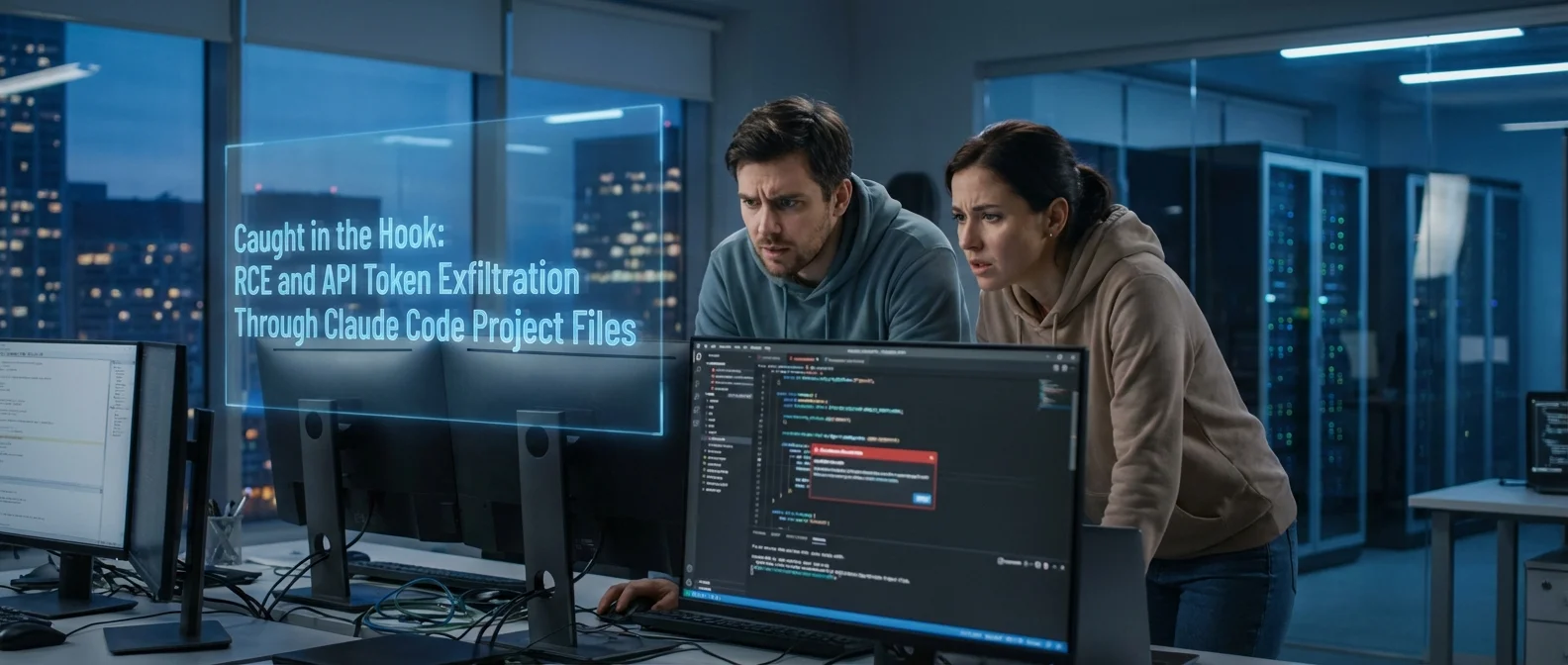 Caught in the Hook: RCE and API Token Exfiltration Through Claude Code Project Files