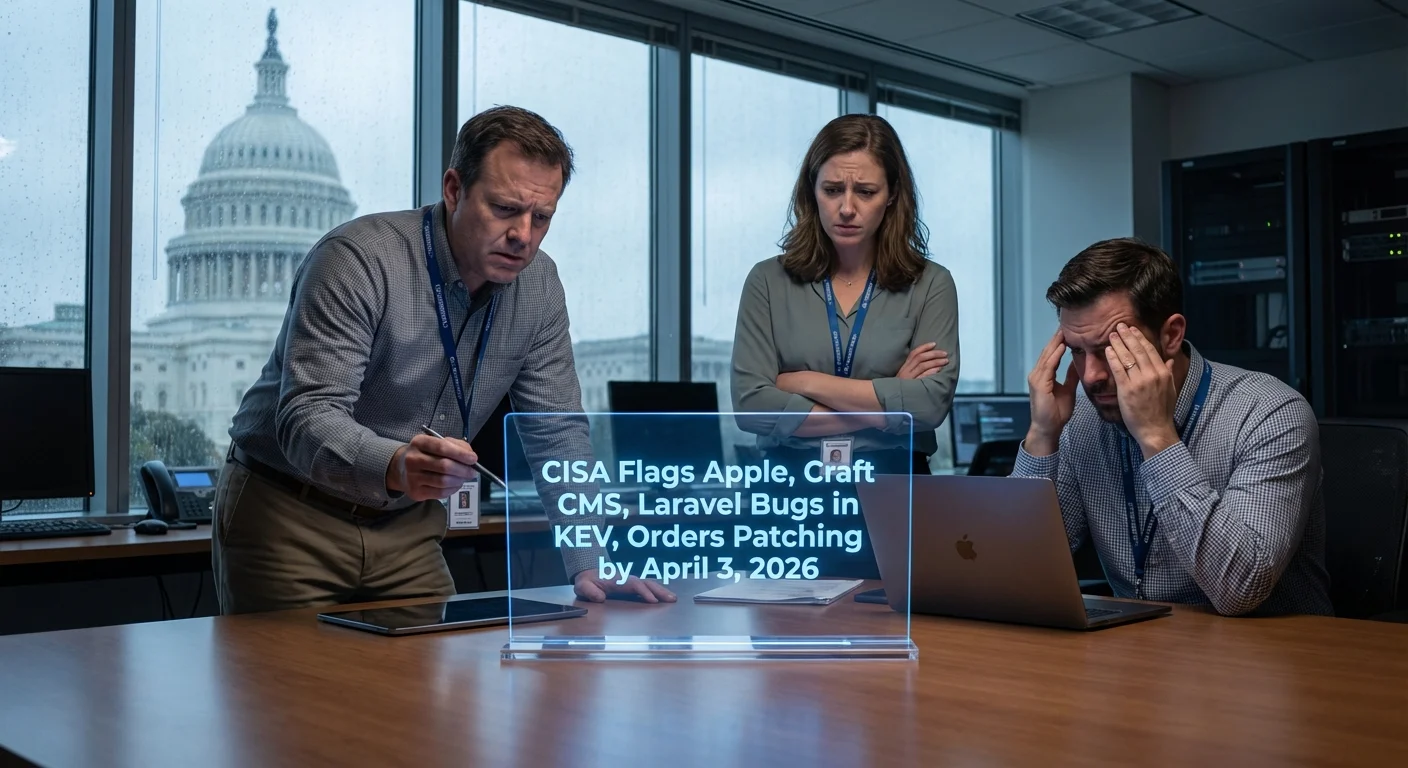 CISA Flags Apple, Craft CMS, Laravel Bugs in KEV, Orders Patching by April 3, 2026