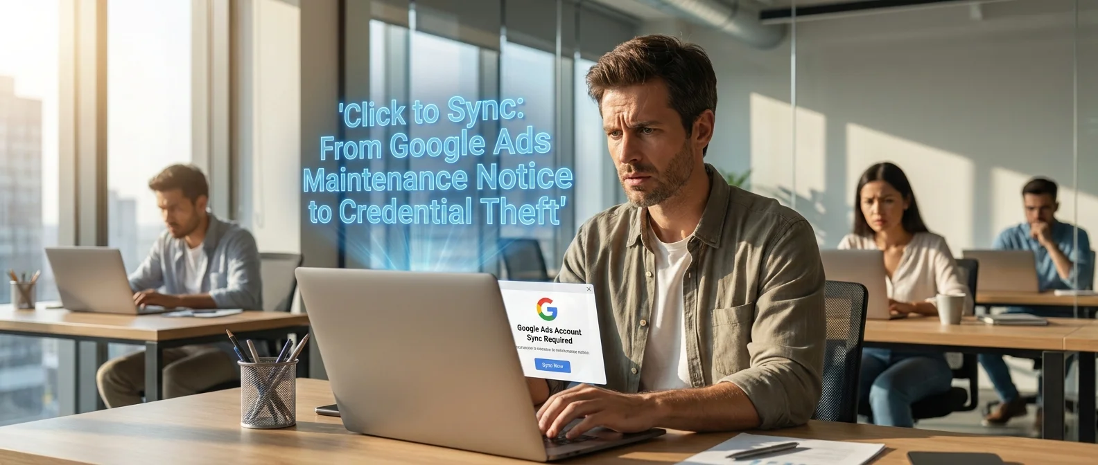 Click to Sync: From Google Ads Maintenance Notice to Credential Theft