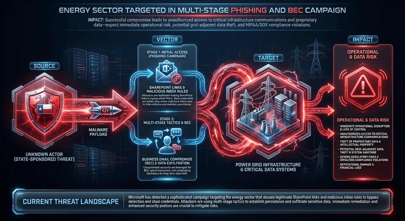 Energy Sector Targeted in Multi-Stage Phishing and BEC Campaign