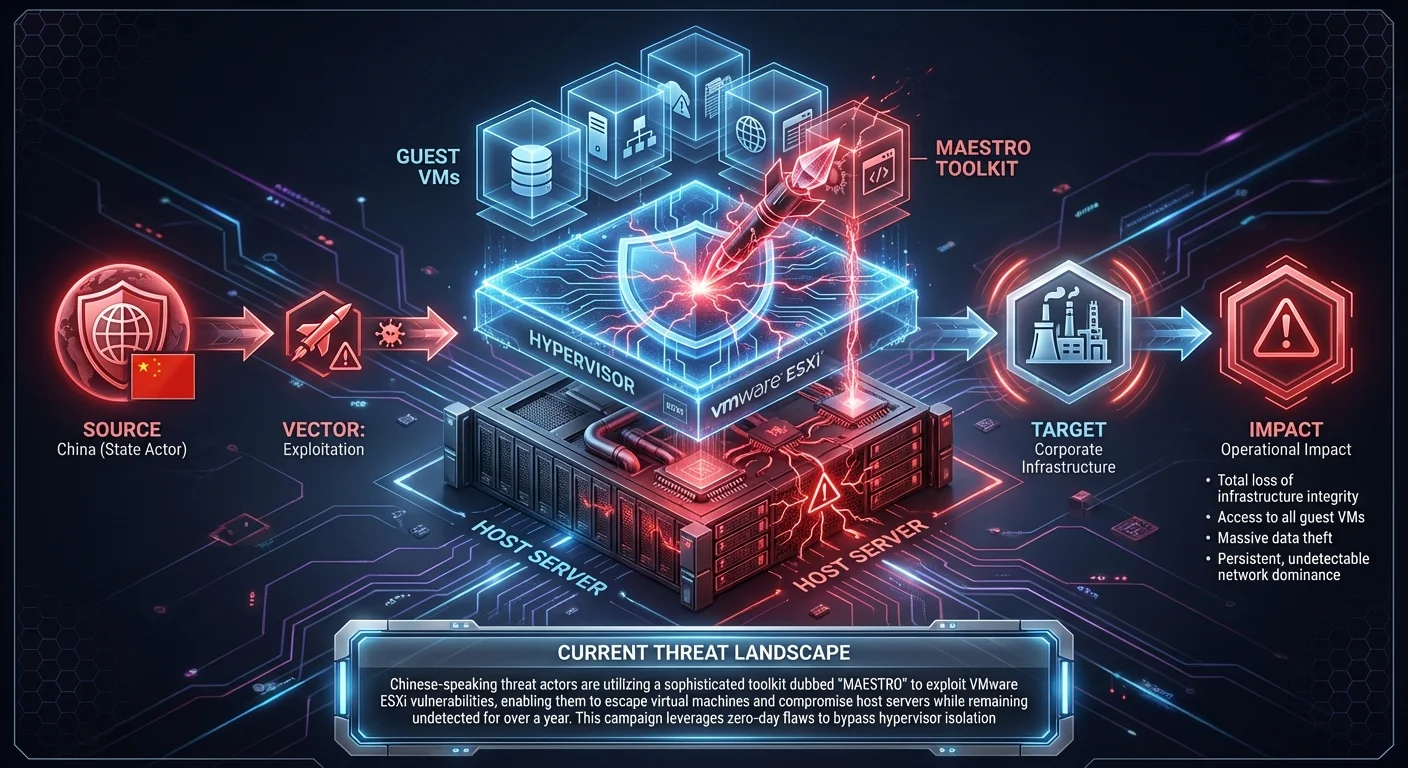 MAESTRO Toolkit Exploits VMware ESXi Zero-Days for VM Escapes