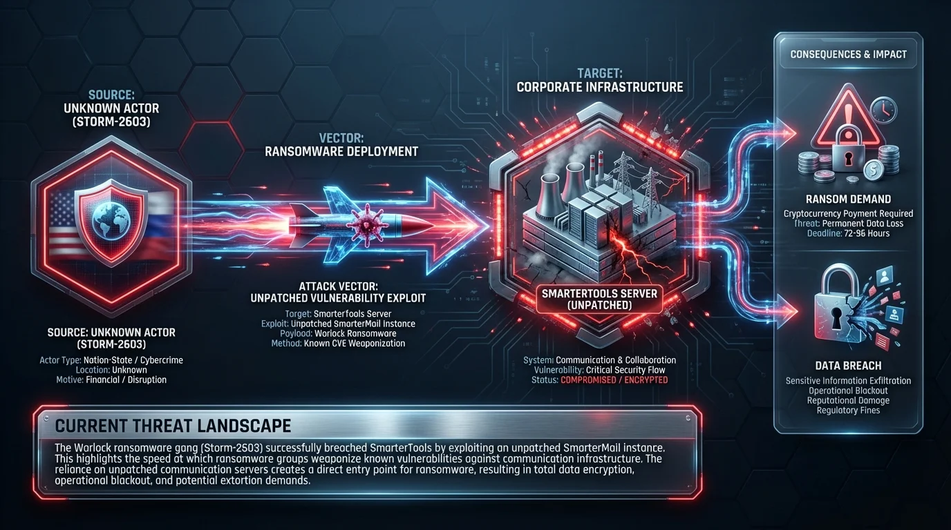 Warlock Ransomware Breaches SmarterTools Through Unpatched Server